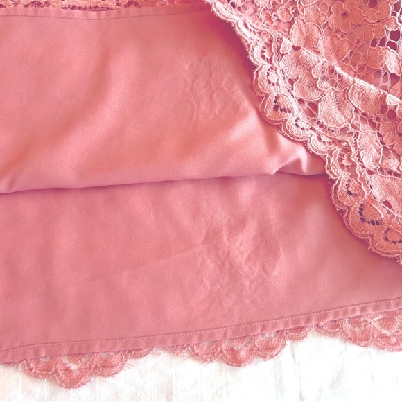 Talbots Top Dusty Rose Lace Blouse Short Sleeve Lined Scallop Hem Plus size 18W - Picture 11 of 15